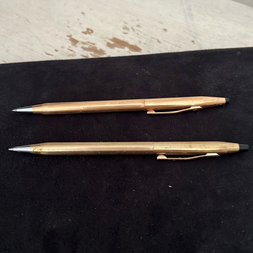 2 10k. & 14k Vintage Gold filled Cross mechanical pens 10k & 14k